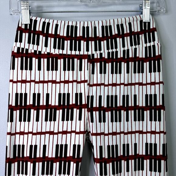 LuLaRoe Light Blue Burgundy Piano Keys Music Leggings Pants Women's One Size OS - Picture 3 of 10